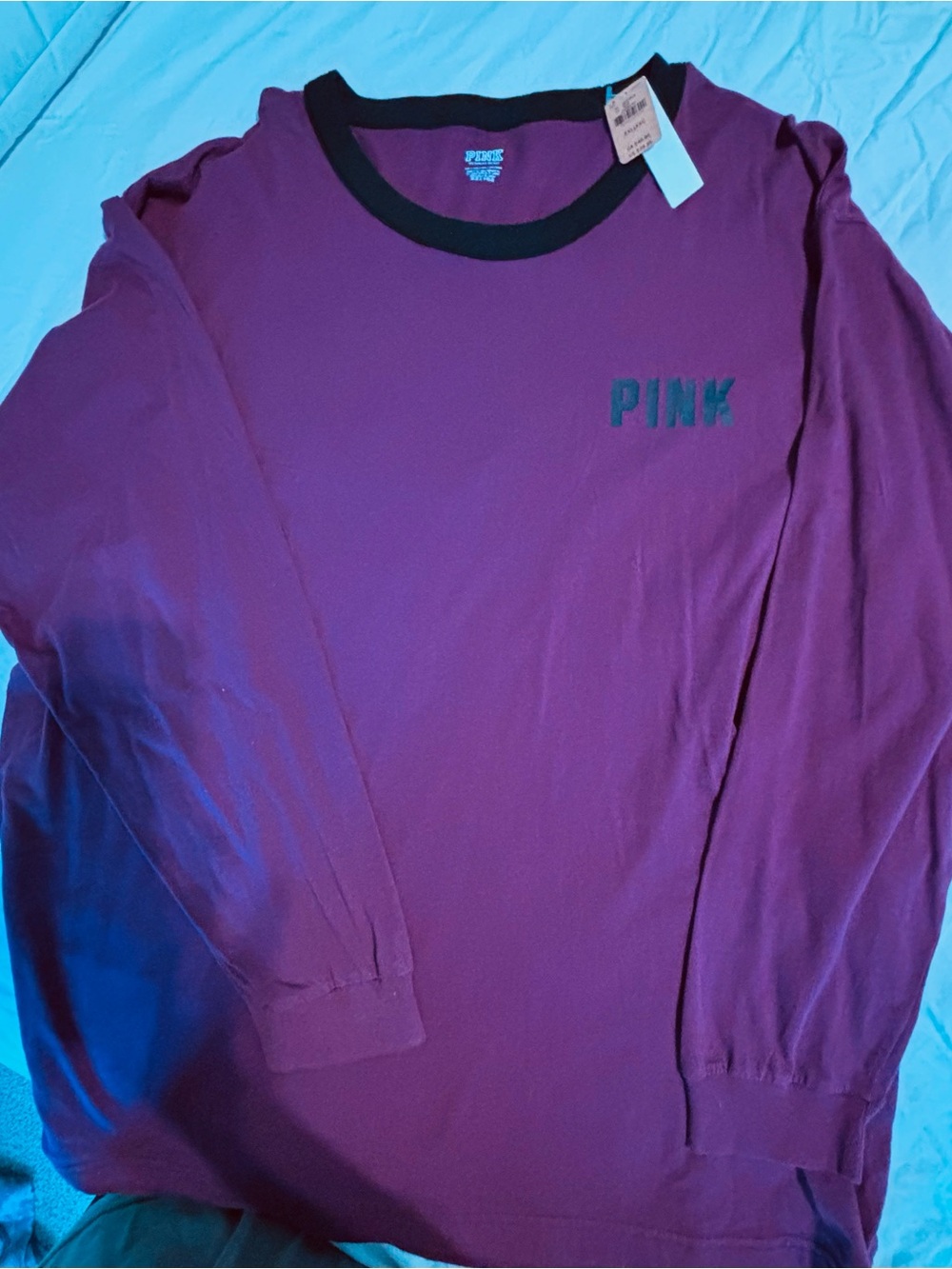 NWT Victoria’s Secret PINK Burgundy Y2K Long Sleeve Tee XXL